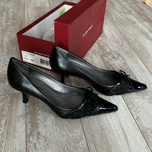 Ellen Tracey Elena Black Leather Heels 7M